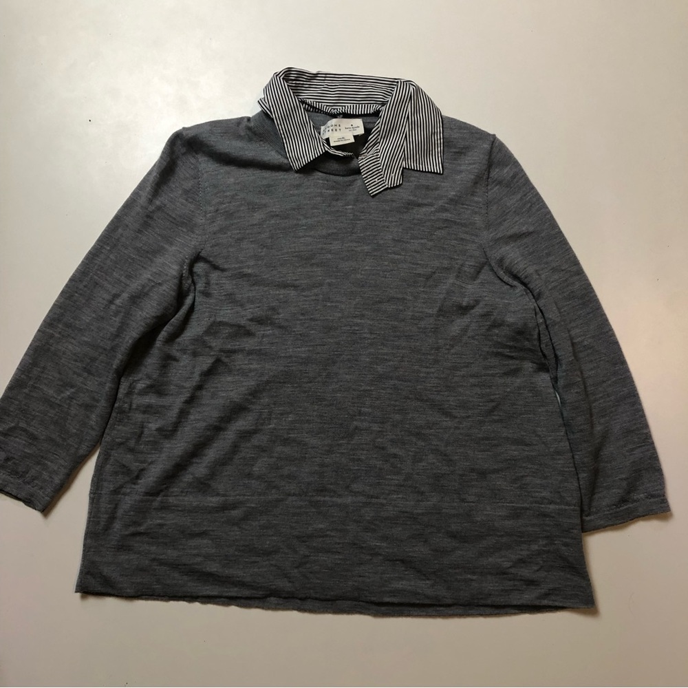 Kate Spade Gray Sweater with Striped Collar